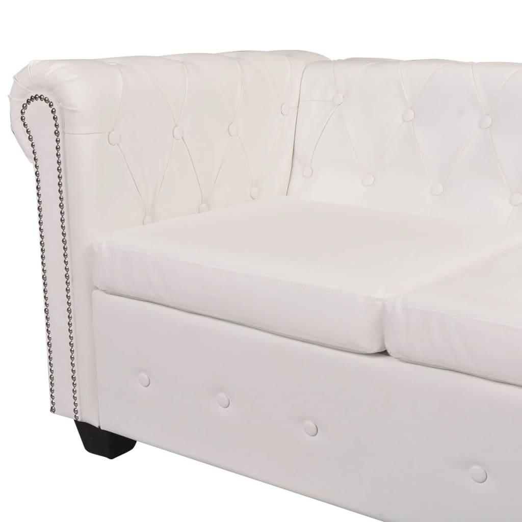 Canapé d'angle Chesterfield en similicuir - Modèle Clément