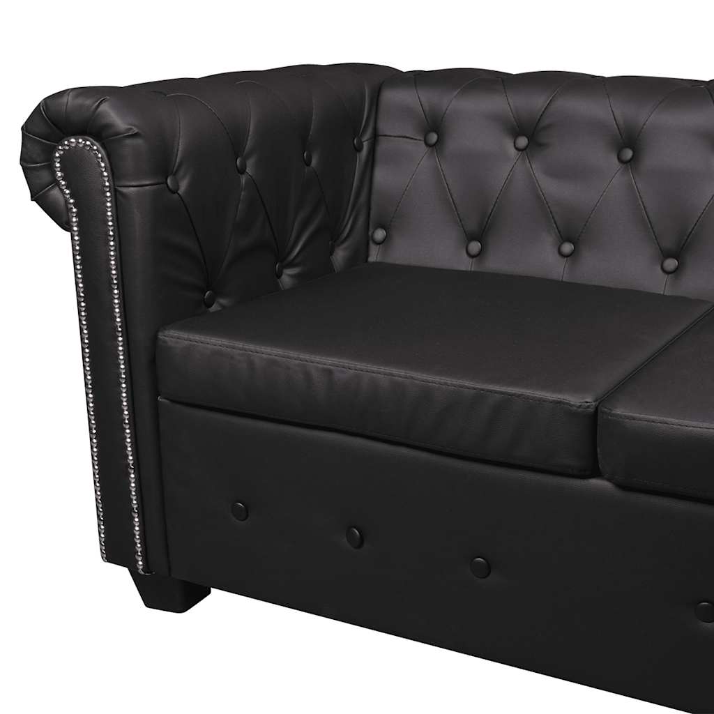 Canapé d'angle Chesterfield en similicuir - Modèle Clément