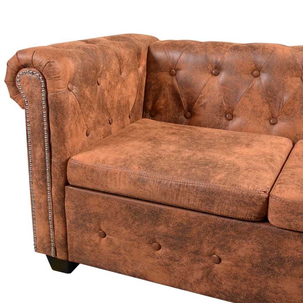 Canapé d'angle Chesterfield en similicuir - Modèle Clément