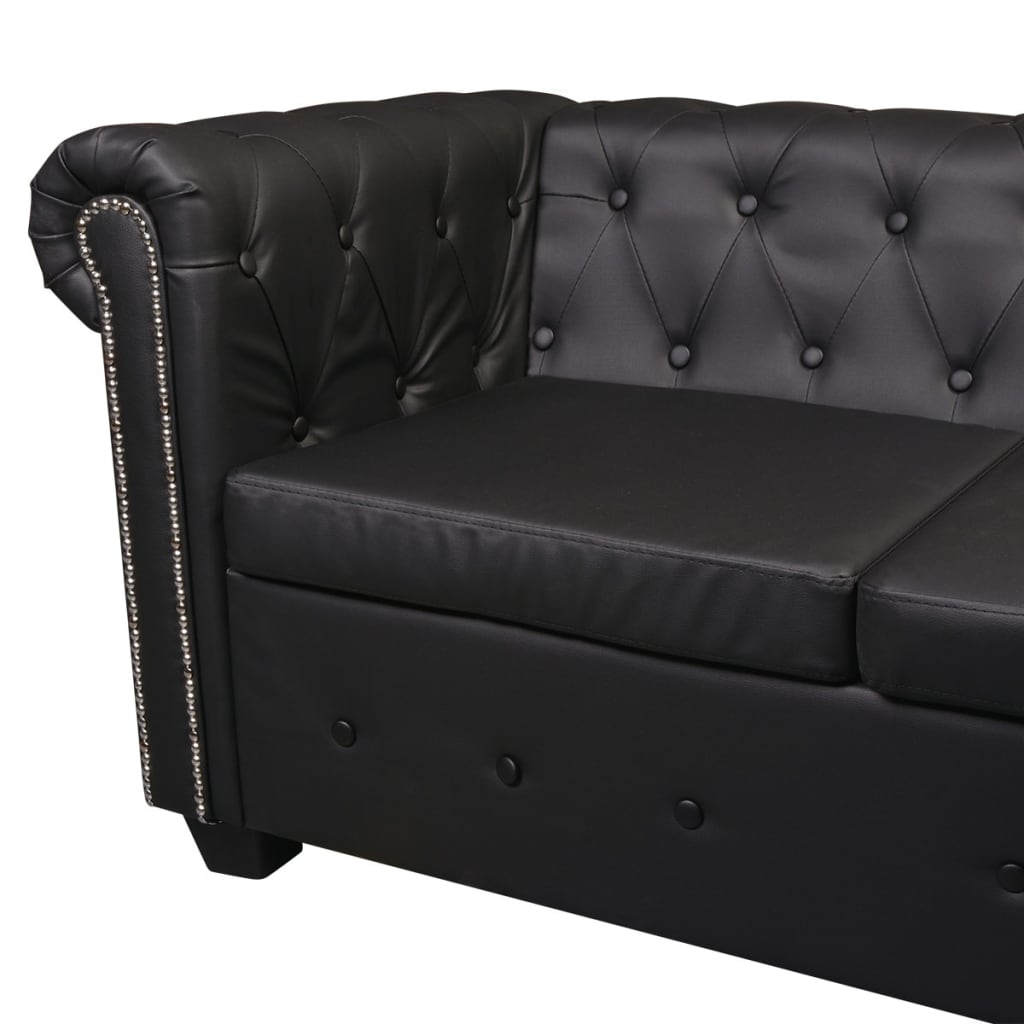 Canapé d'angle Chesterfield en similicuir - Modèle Clément