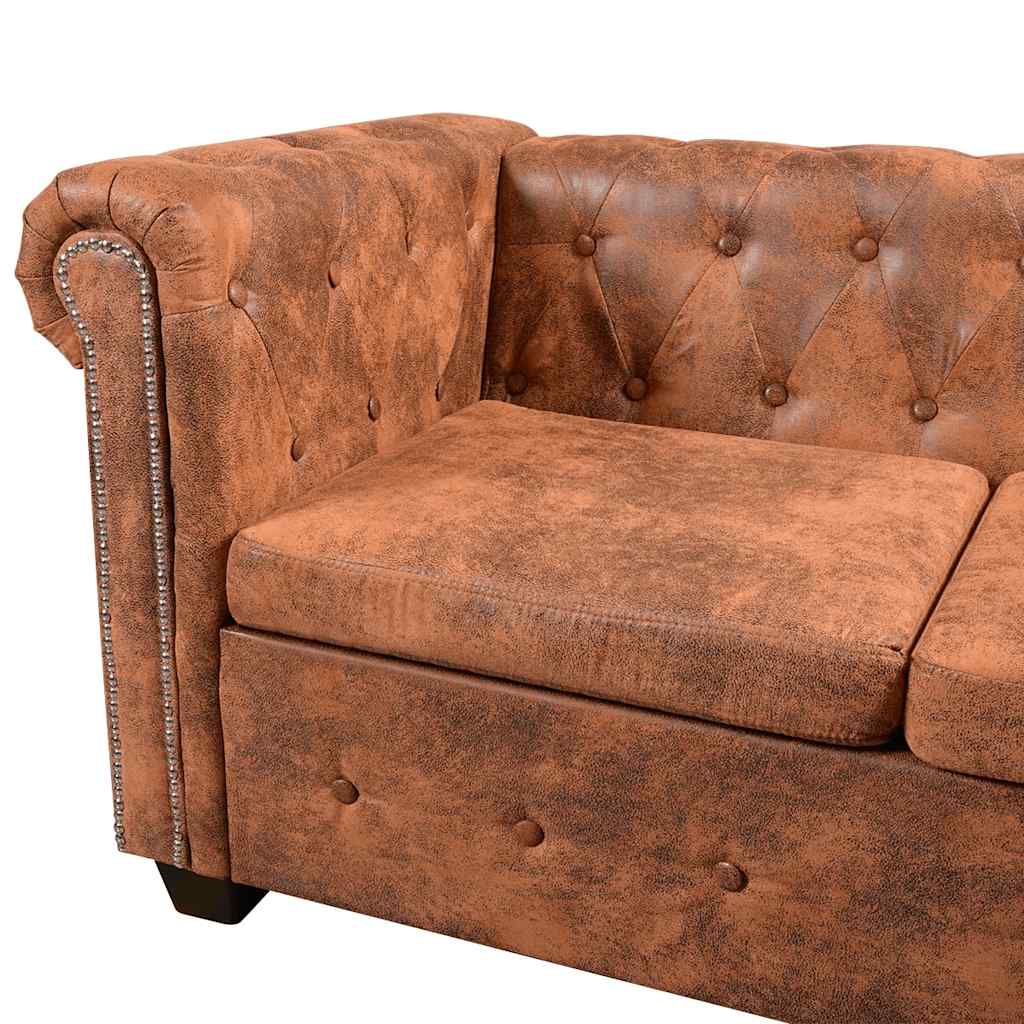 Canapé d'angle Chesterfield en similicuir - Modèle Clément