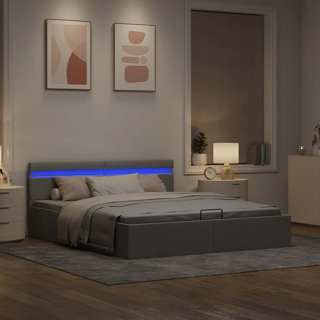Lit coffre à LED avec rangement hydraulique - Modèle Nova