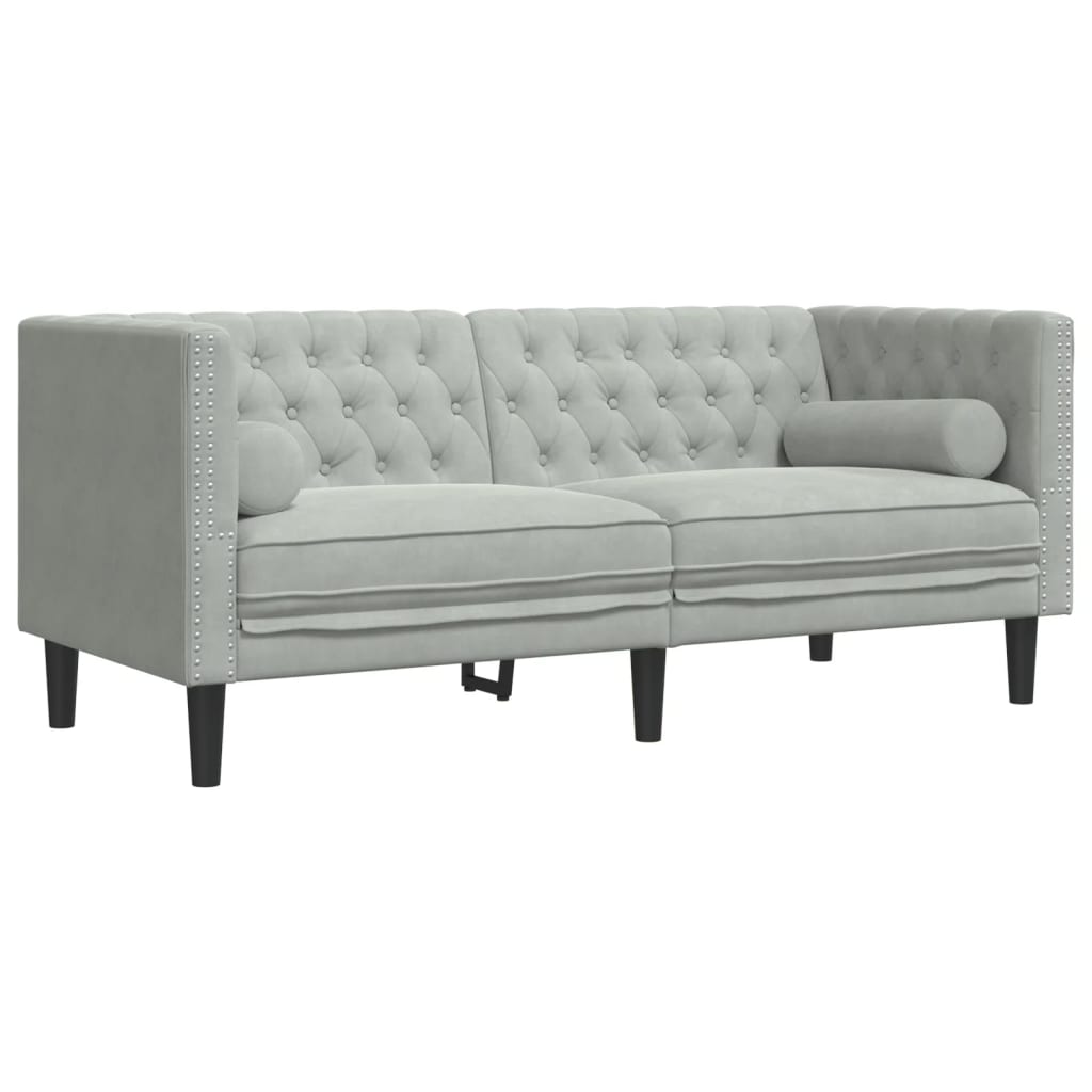 Ensemble de canapé Chesterfield avec traversins en velours - Modèle Raphaël