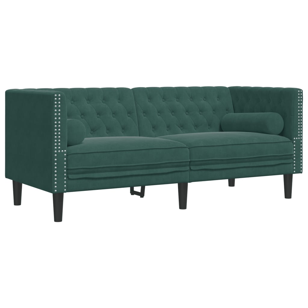 Ensemble de canapé Chesterfield avec traversins en velours - Modèle Raphaël