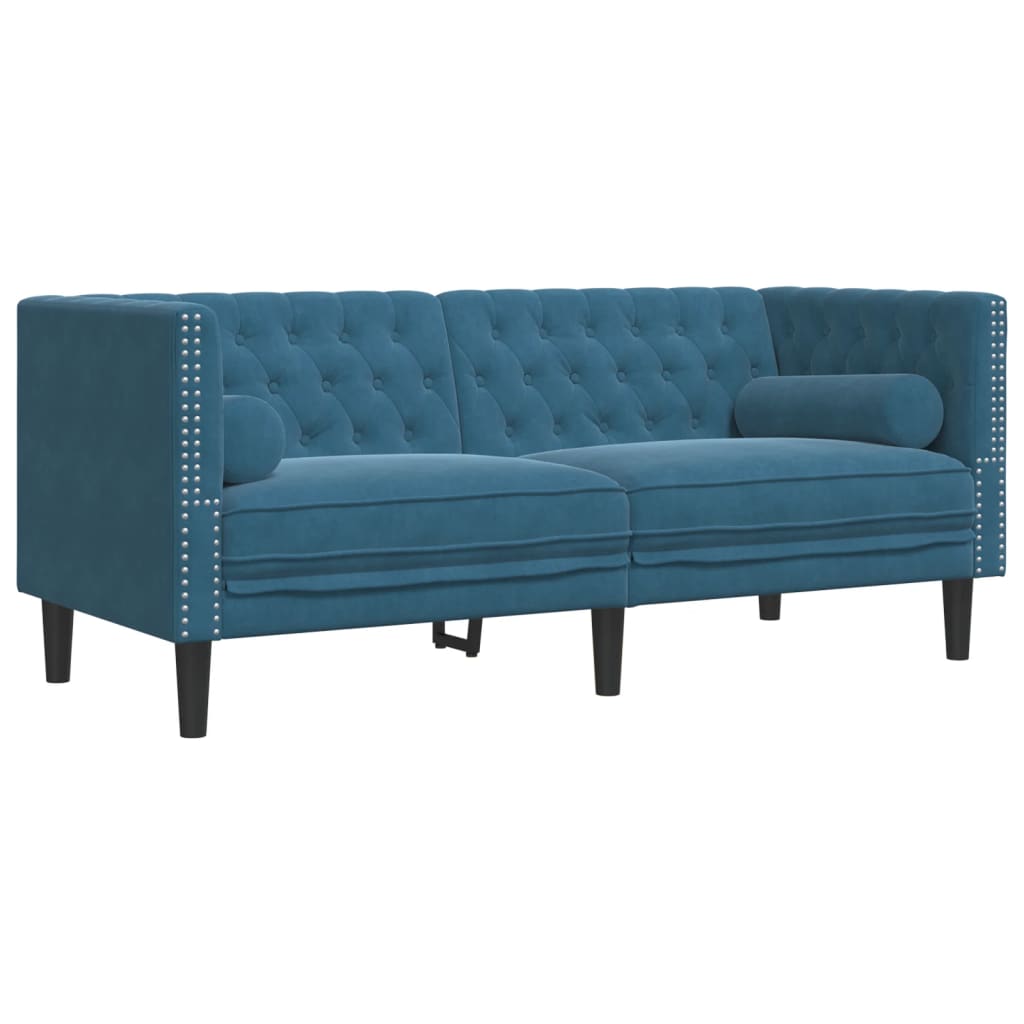 Ensemble de canapé Chesterfield avec traversins en velours - Modèle Raphaël