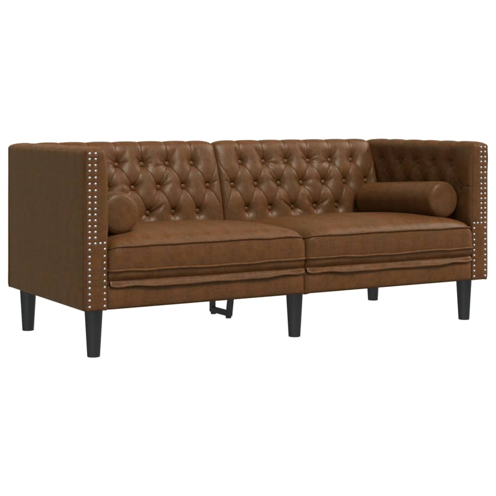 Ensemble de canapé Chesterfield avec traversins en velours - Modèle Raphaël