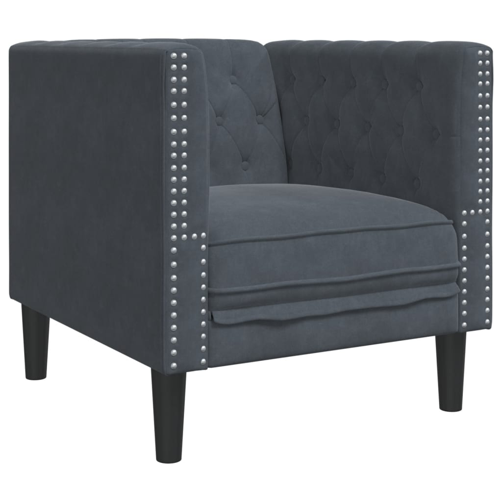 Ensemble de canapé Chesterfield avec traversins en velours - Modèle Raphaël