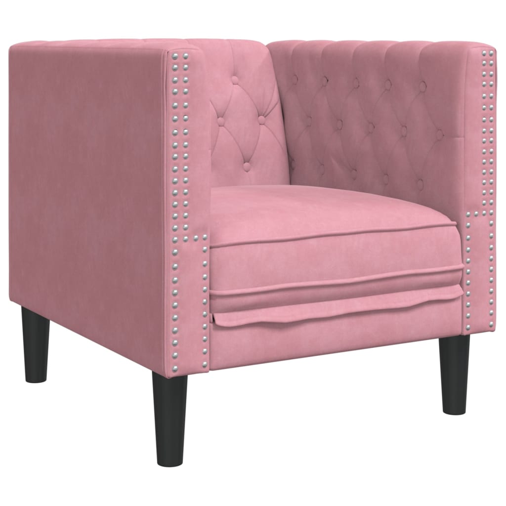 Ensemble de canapé Chesterfield avec traversins en velours - Modèle Raphaël