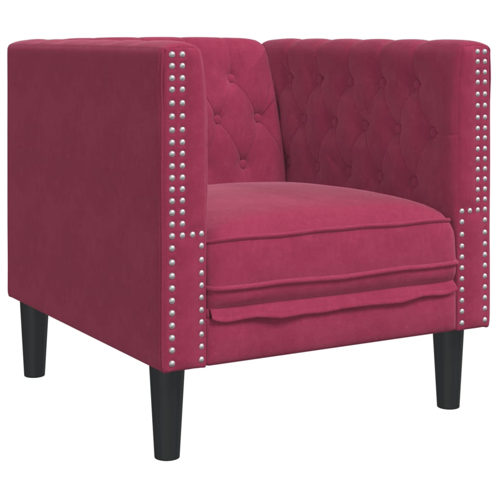 Ensemble de canapé Chesterfield avec traversins en velours - Modèle Raphaël