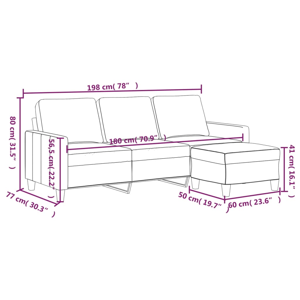 Canapé moderne avec repose-pieds en similicuir - Modèle Néo