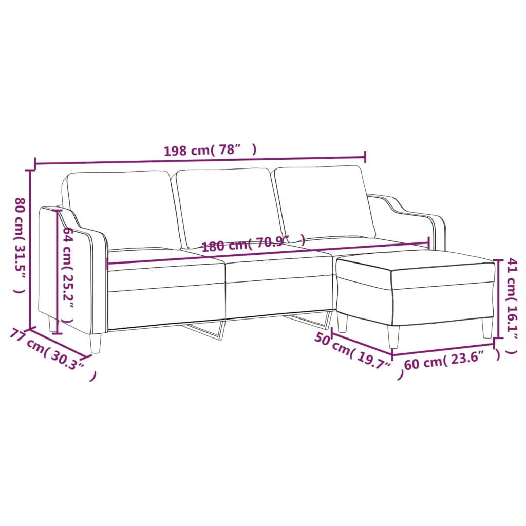 Canapé moderne avec repose-pied en tissu - Modèle Noa