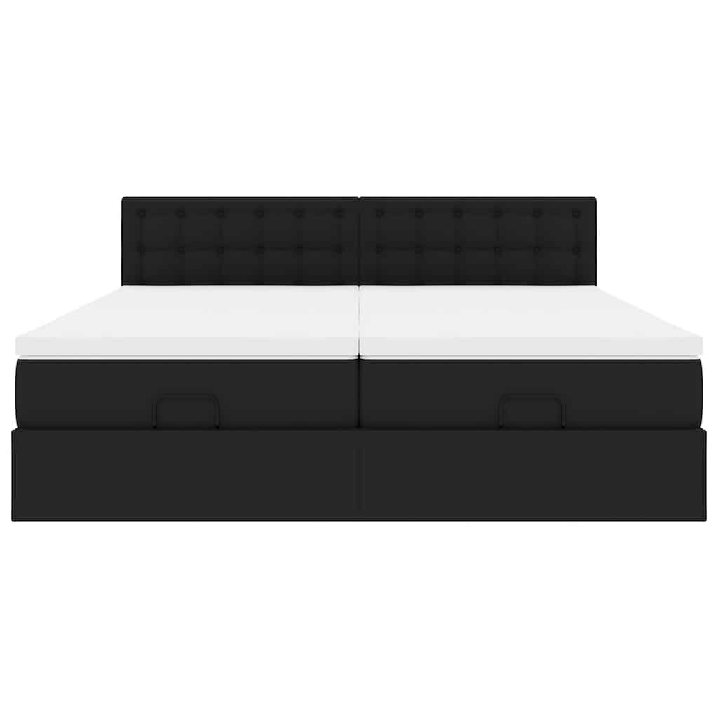 Lit coffre ottoman à LED avce matelas - surmatelas - tête de lit - Modèle Céleste