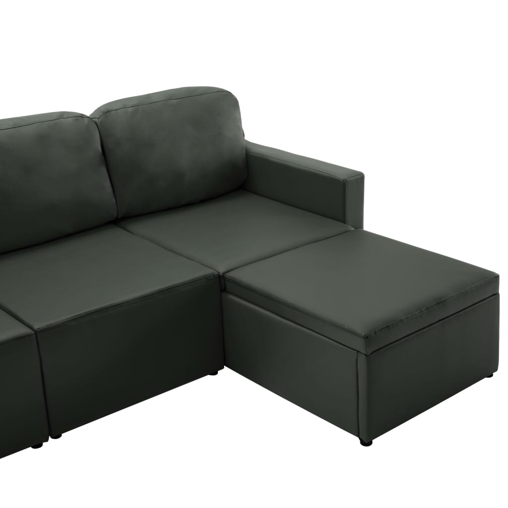 Canapé d'angle convertible en similicuir - Modèle Alma