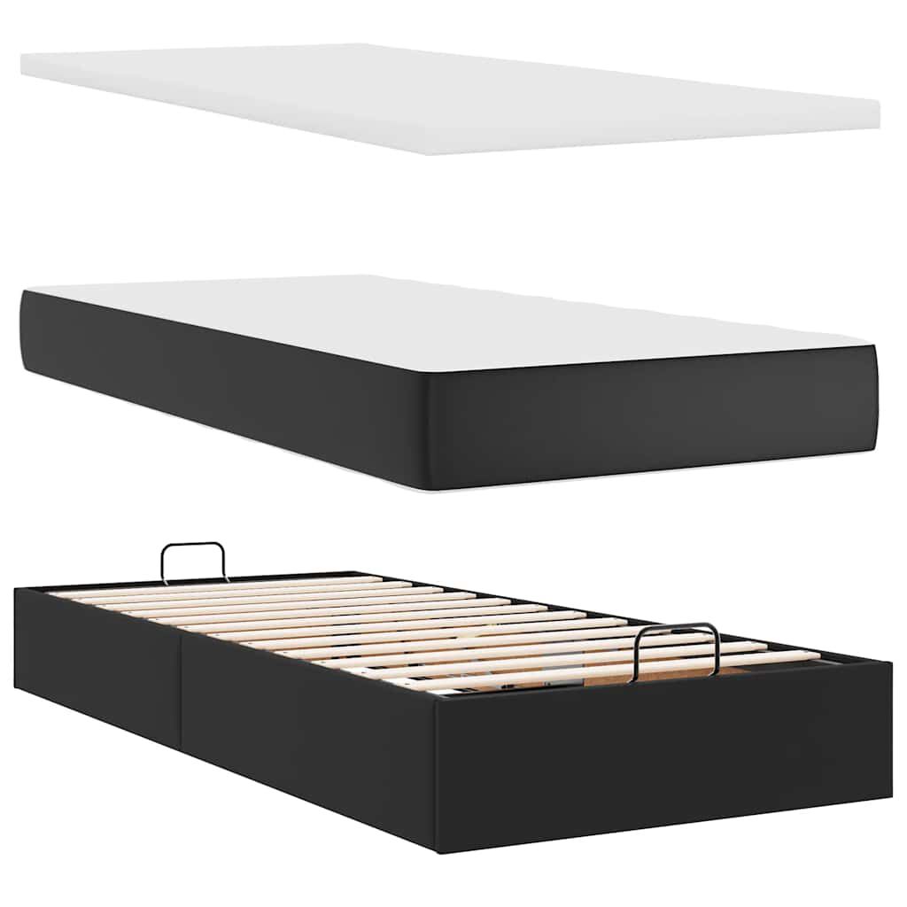 Lit coffre ottoman à LED avce matelas - surmatelas - tête de lit - Modèle Céleste