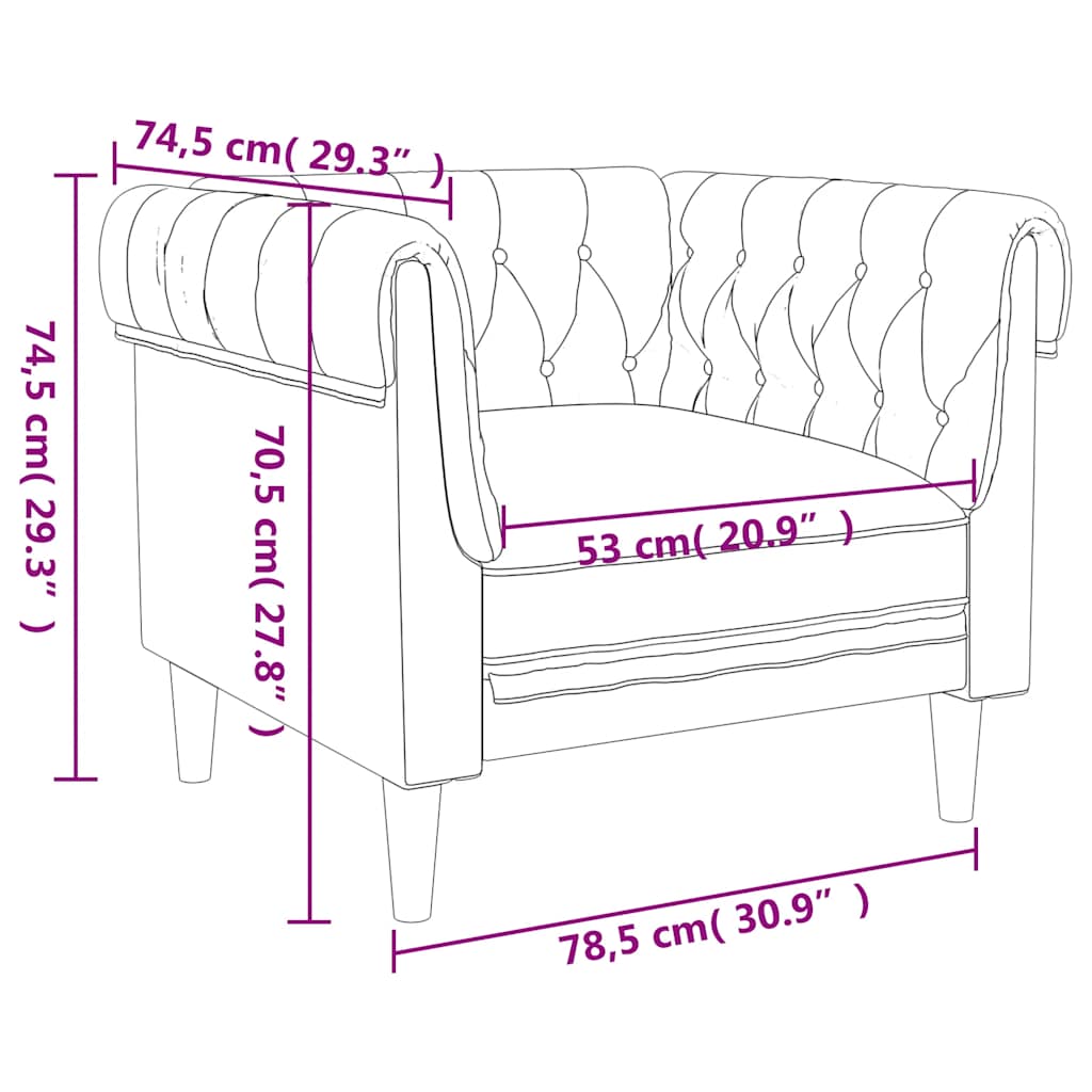 Fauteuil Chesterfield en tissu - Modèle Elliot