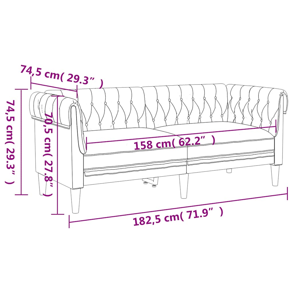 Canapé Chesterfield en tissu - Modèle Edward