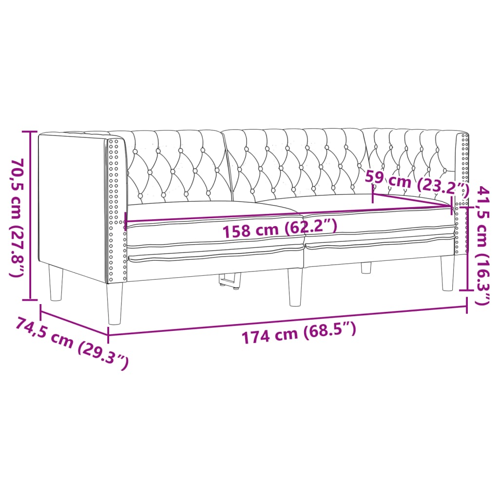 Canapé Chesterfield en similicuir - Modèle Hugo
