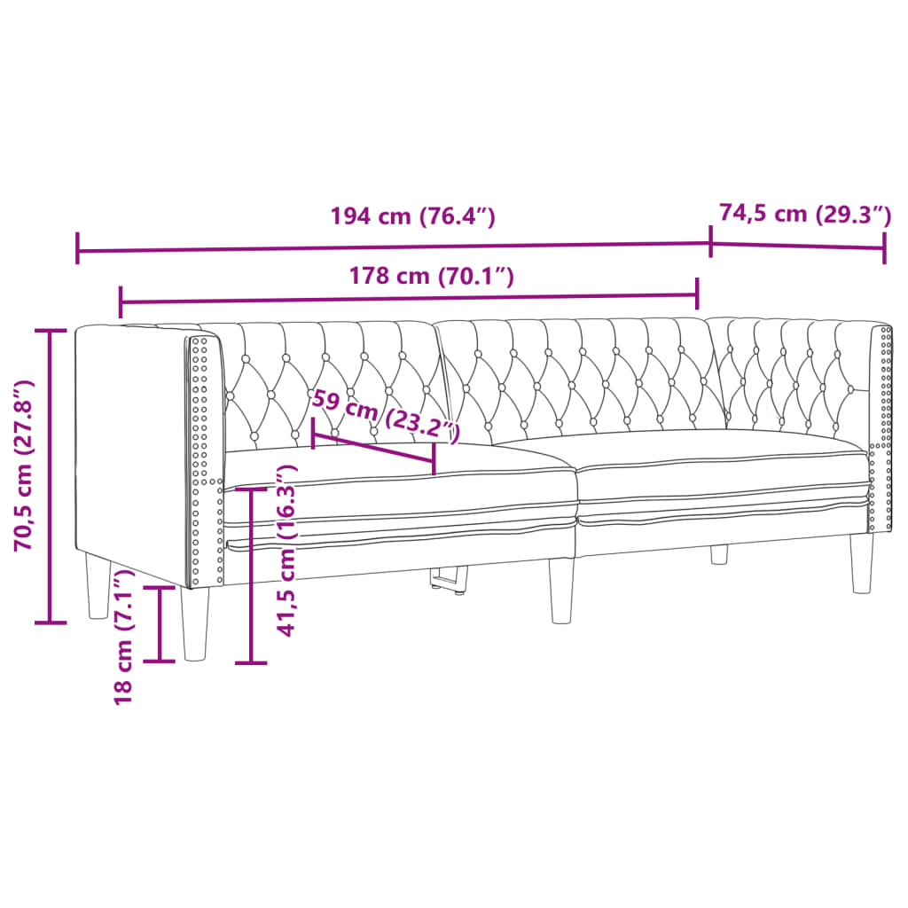 Canapé Chesterfield en similicuir - Modèle Hugo